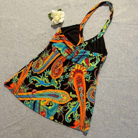 INC Women’s Halter Top Gold Trim Size P - Picture 2 of 7